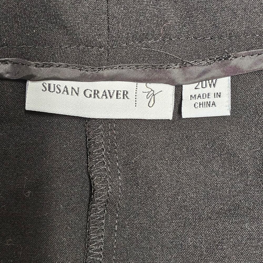 Susan Graver Trouser Pants Womens Plus 20W Black High Waisted Cropped Stretch - Picture 3 of 9